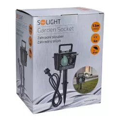Solight zahradní sloupek IP44, 4 zásuvky, gumový kabel 1,5m<br><em>Ilustrační obrázek - může obsahovat dekorace, další produkty a vybavení, které nejsou součástí a musí se dokoupit samostatně.</em>