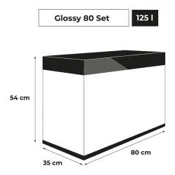 AquaEl Glossy 80 D&N akvarijní set černý<br><em>Ilustrační obrázek - může obsahovat dekorace, další produkty a vybavení, které nejsou součástí a musí se dokoupit samostatně.</em>