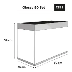 AquaEl Glossy 80 D&N akvarijní set šedý<br><em>Ilustrační obrázek - může obsahovat dekorace, další produkty a vybavení, které nejsou součástí a musí se dokoupit samostatně.</em>
