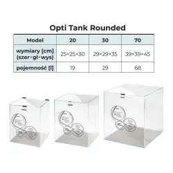AquaEl akvárium 39x39x45 cm OPTI TANK ROUNDED 70 bílé<br><em>Ilustrační obrázek - může obsahovat dekorace, další produkty a vybavení, které nejsou součástí a musí se dokoupit samostatně.</em>